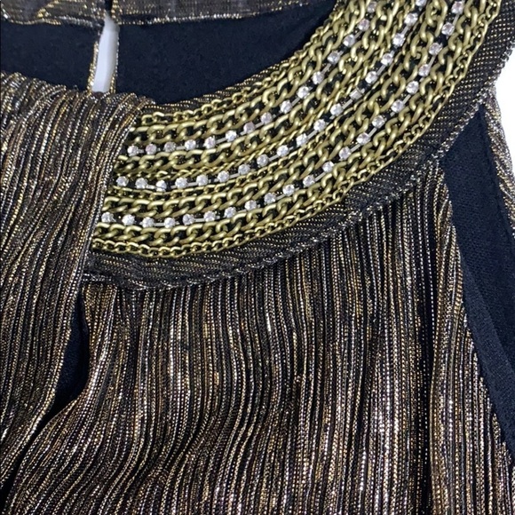 Alfani Embellished Metallic Key hole halter shirt small - Picture 6 of 7